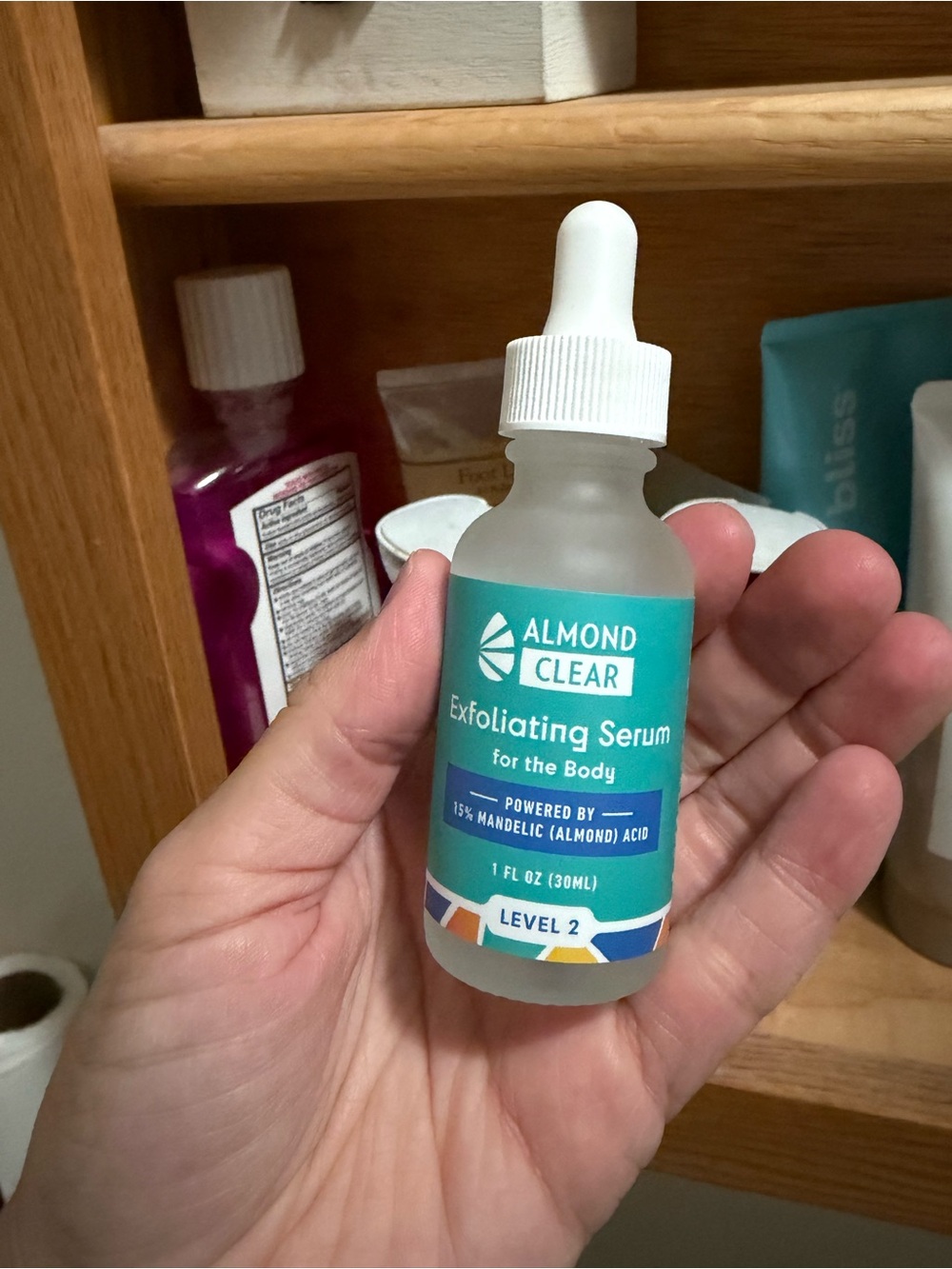 Almond clear Exfoliating Serum for the Body -may have been opened but never used